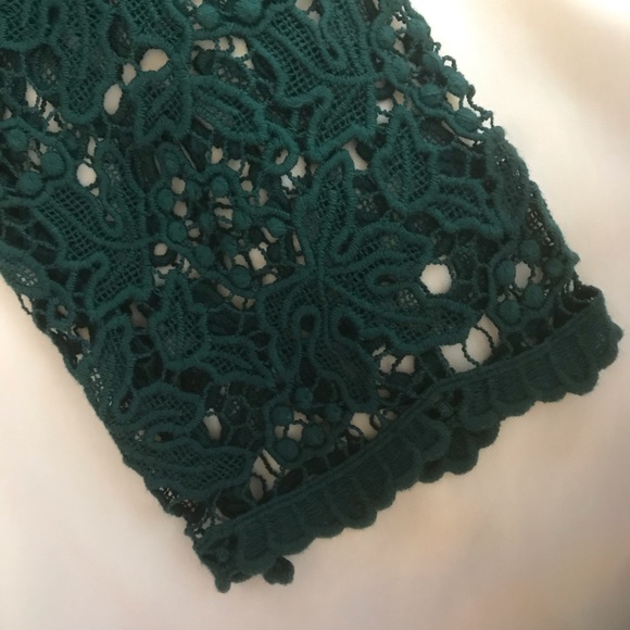 Talbots Pine Green 3/4 Length Sleeves Lace Top - Picture 5 of 7